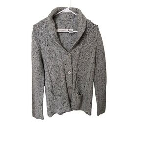 Architect Petites Gray Cable Knit Cardigan Sweater PL Wool Blend